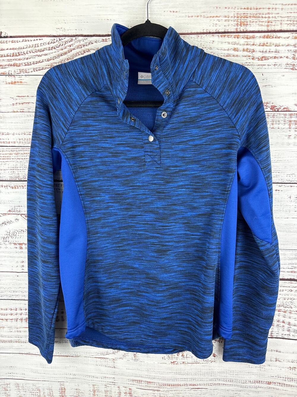 Columbia Royal Blue & Black 1/4 Snap Activewear LS Shirt Performance Womens MED